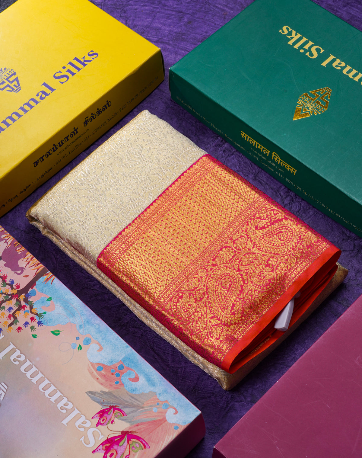 Beautiful Light Elaichi Green Tissue Bridal Pure Kanjivaram Silk Saree With Contrast Orange Traditional Border