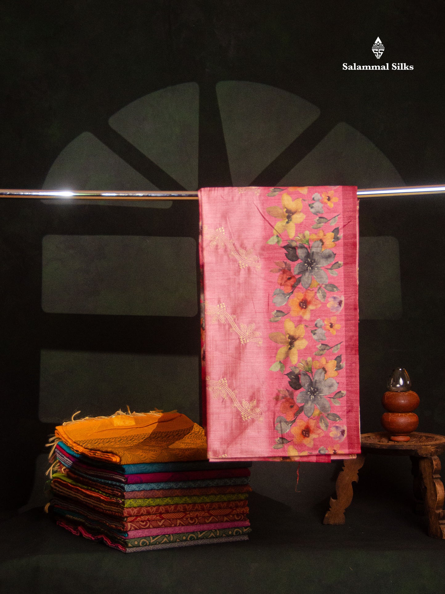 Beautiful Baby Pink Embroidery Work Semi Tussar Saree With Contrast Light Maroon Fancy Border