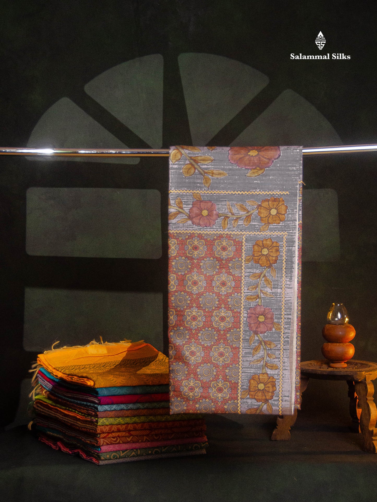 Beautiful Light Maroon Semi Tussar Fancy Saree With Contrast Light Grey Floral Design Border