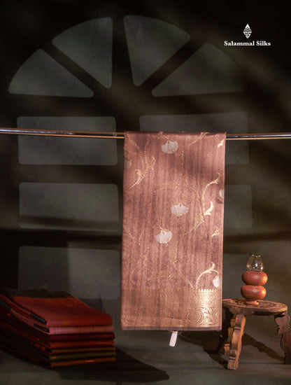 Brown Semi Tussar Saree With Fancy Border