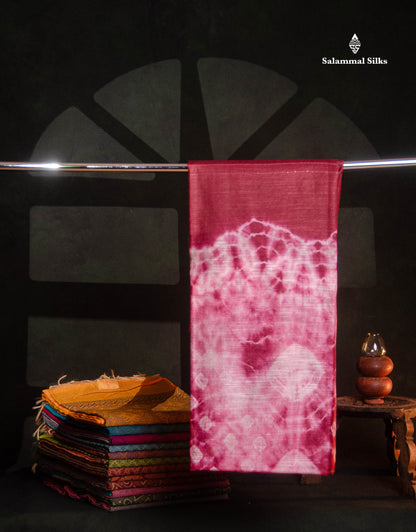 Beautiful Baby Pink Bandhani Fancy Saree With Contrast Maroon Blouse