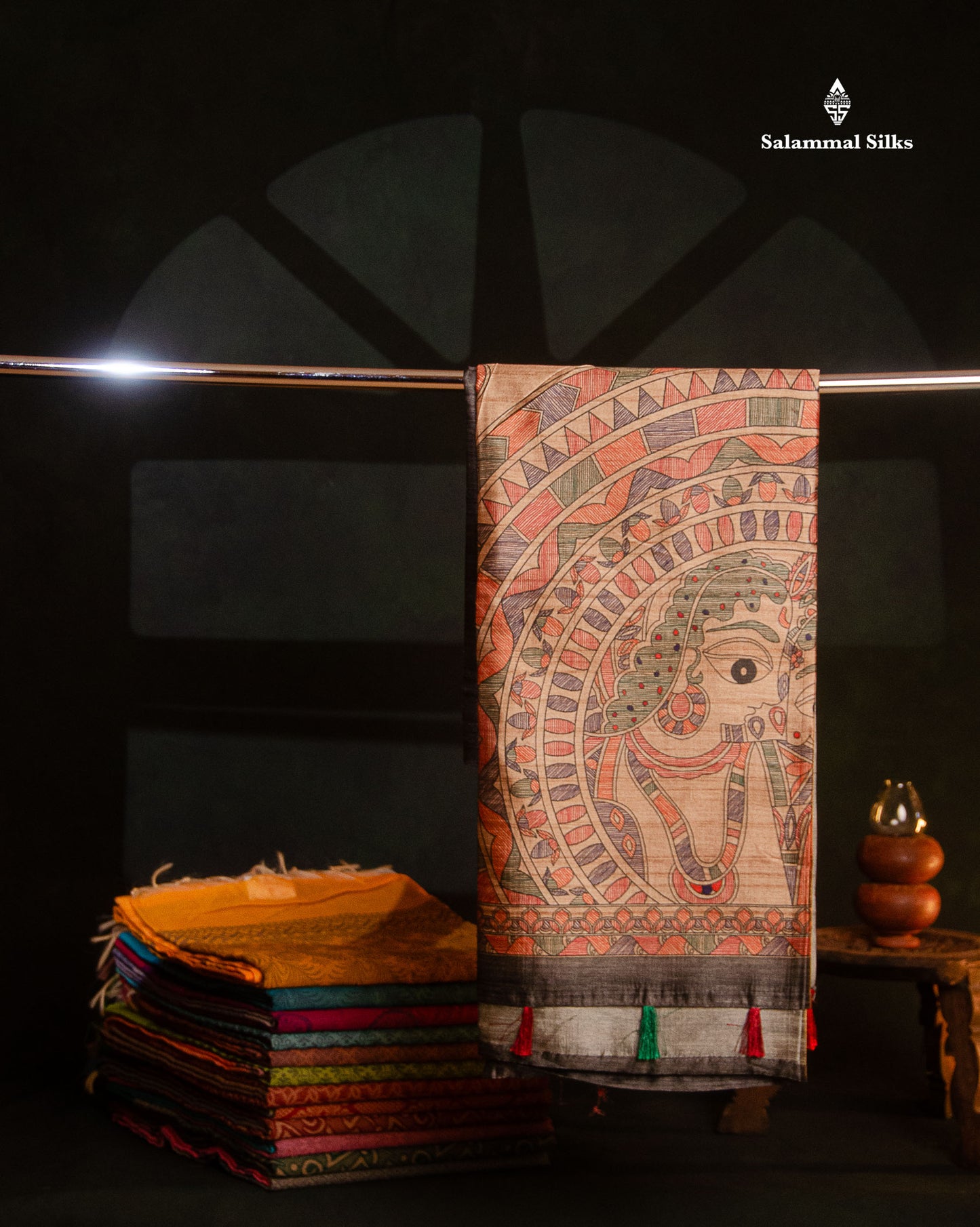 Beautiful Grey Semi Tussar Saree With Fancy Kalamkari Border