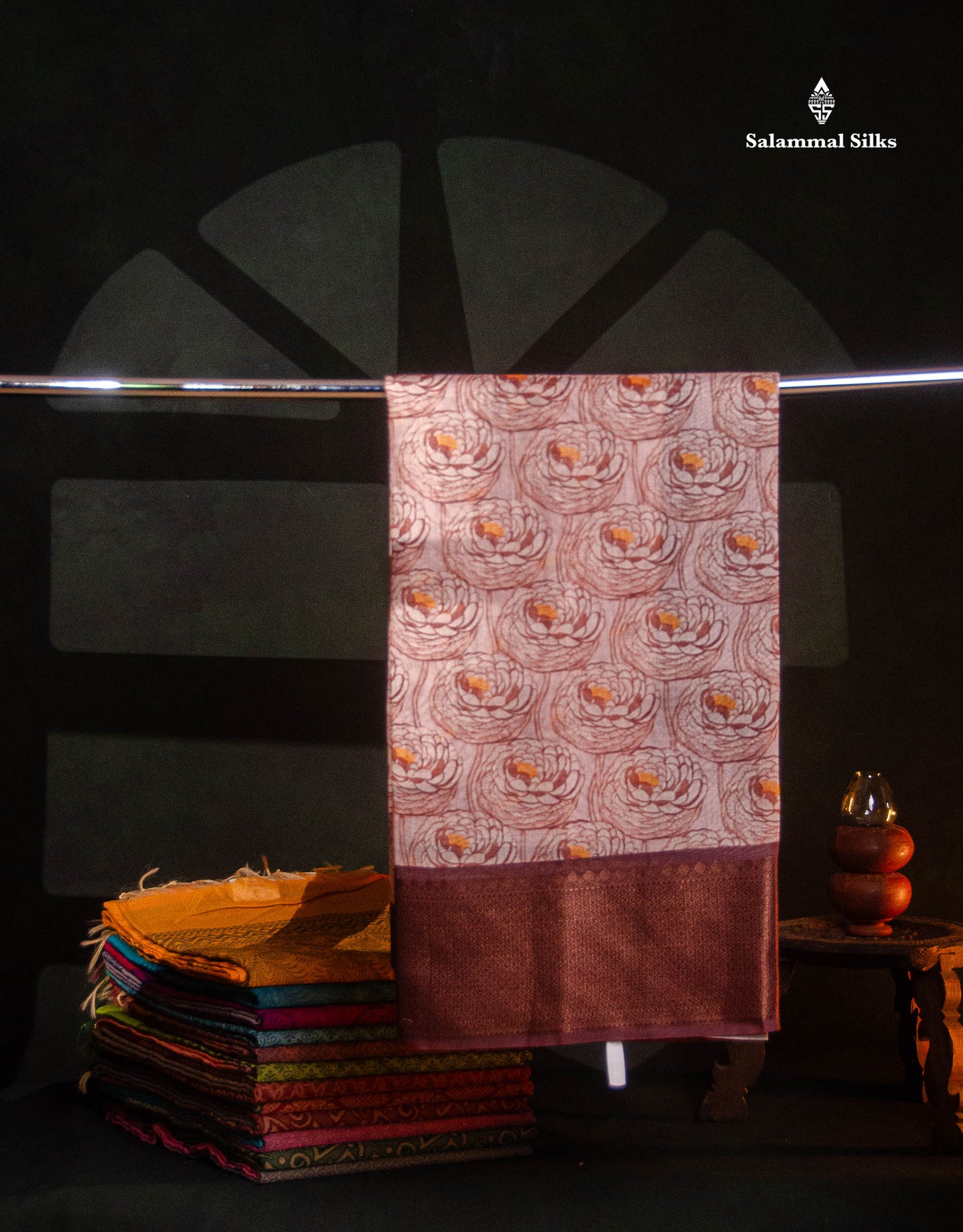 Baby Pink Colour Chanderi Mixed Cotton Saree With Contrast Violet Border