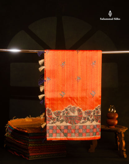 Beautiful Ramar Blue Semi Tussar Fancy Saree With Blouse