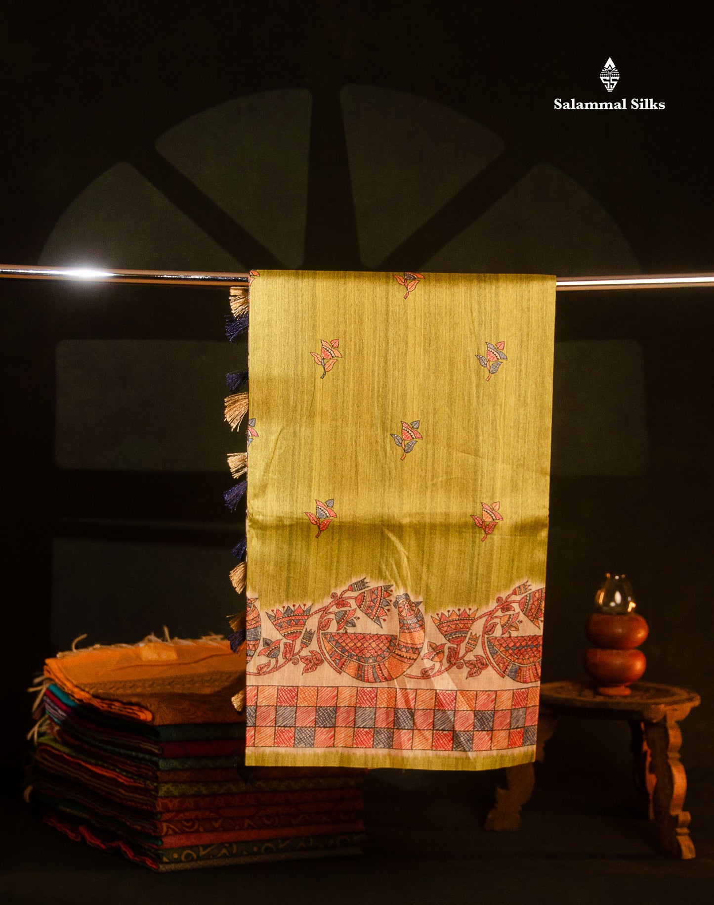 Beautiful Ramar Blue Semi Tussar Fancy Saree With Blouse