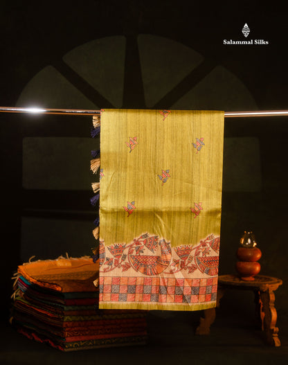 Beautiful Ramar Blue Semi Tussar Fancy Saree With Blouse