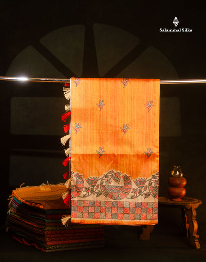 Beautiful Ramar Blue Semi Tussar Fancy Saree With Blouse