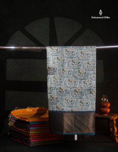 Baby Pink Colour Chanderi Mixed Cotton Saree With Contrast Violet Border