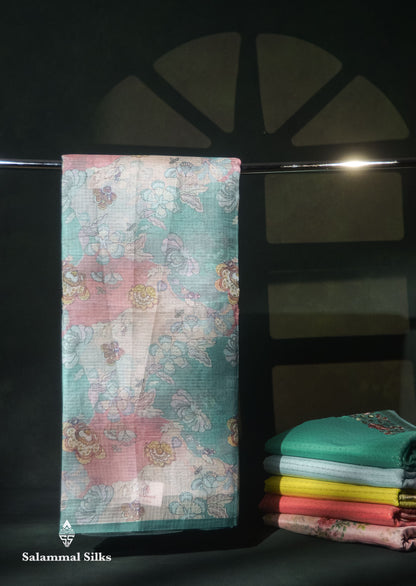 Beautiful Multicolour Kota Cotton Mix Fancy Saree With Contrast Pastel Violet Butta Blouse