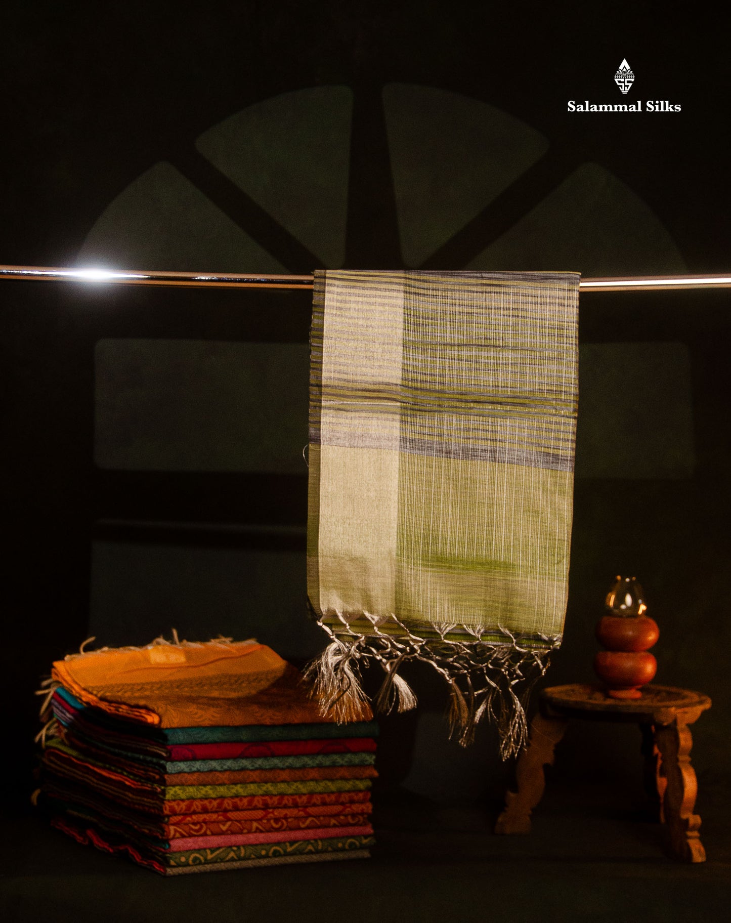 Beautiful Blueish Grey Linen Cotton Mix Saree With Fancy Tissue Border