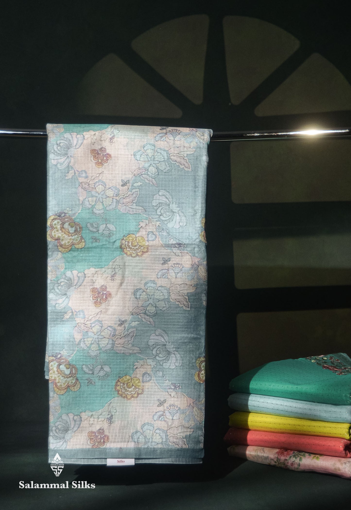 Beautiful Multicolour Kota Cotton Mix Fancy Saree With Contrast Pastel Violet Butta Blouse