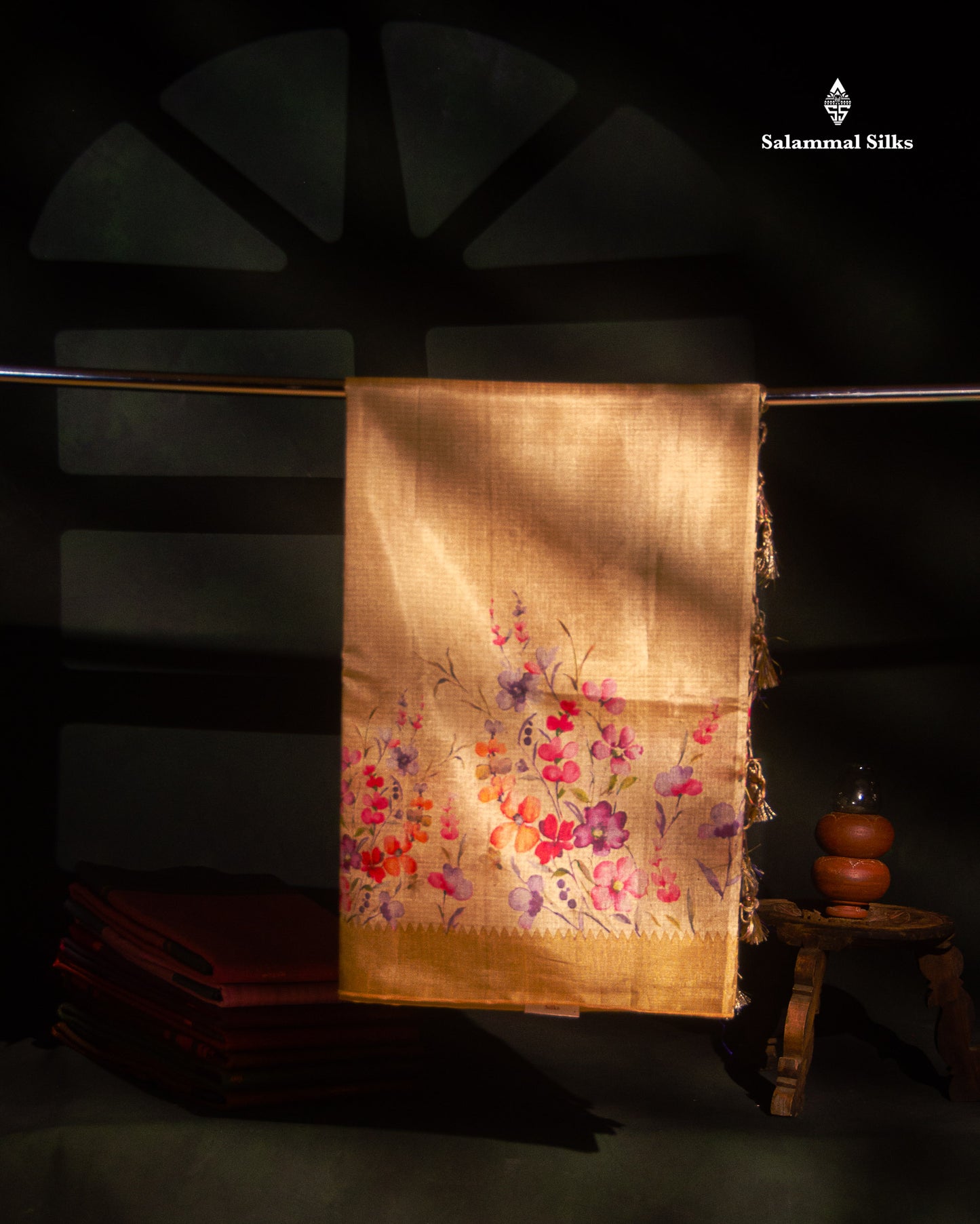 Sandal Colour Semi Tussar Saree With Self Border