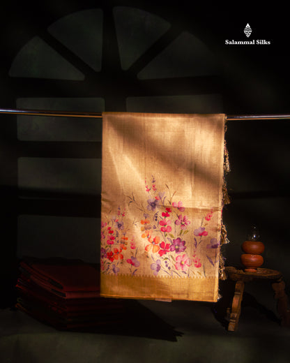 Sandal Colour Semi Tussar Saree With Self Border