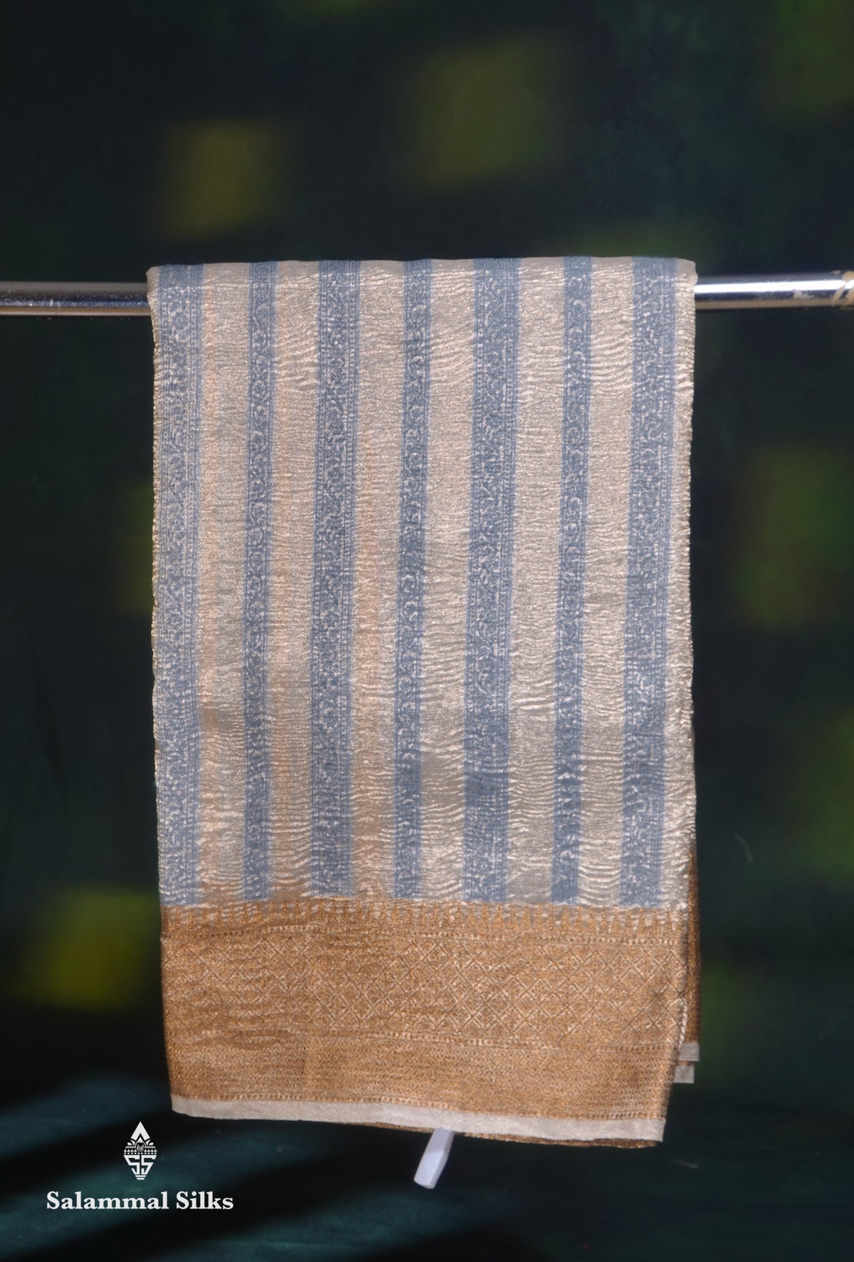 Premium Sandal Tissue Crush Fancy Saree With Traditional Border
