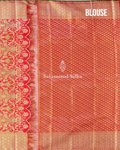Exclusive Bridal Lavender Colour Kanjivaram Pure Silk Saree Pure Silver Zari Saree with Contrast Red Border