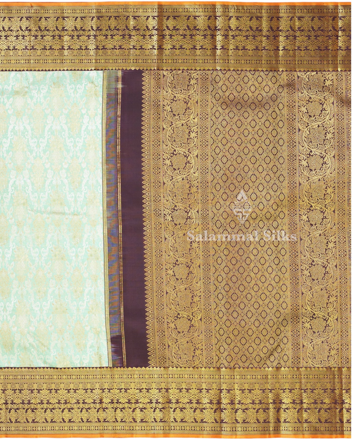Exclusive Bridal Pastel Green Colour Kanjivaram Pure Silk Saree Pure Silver Zari Saree with Contrast Border