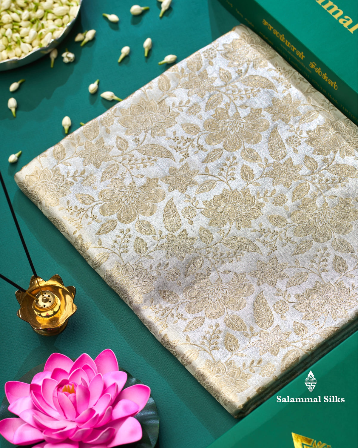 Silver Colour Pure Kanjivaram 2G Zari Silk Saree