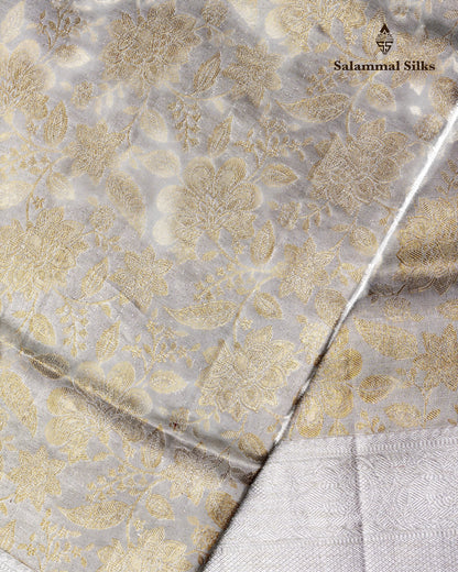 Silver Colour Pure Kanjivaram 2G Zari Silk Saree