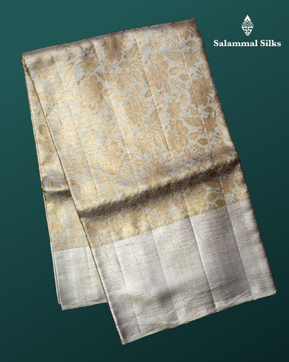 Silver Colour Pure Kanjivaram 2G Zari Silk Saree