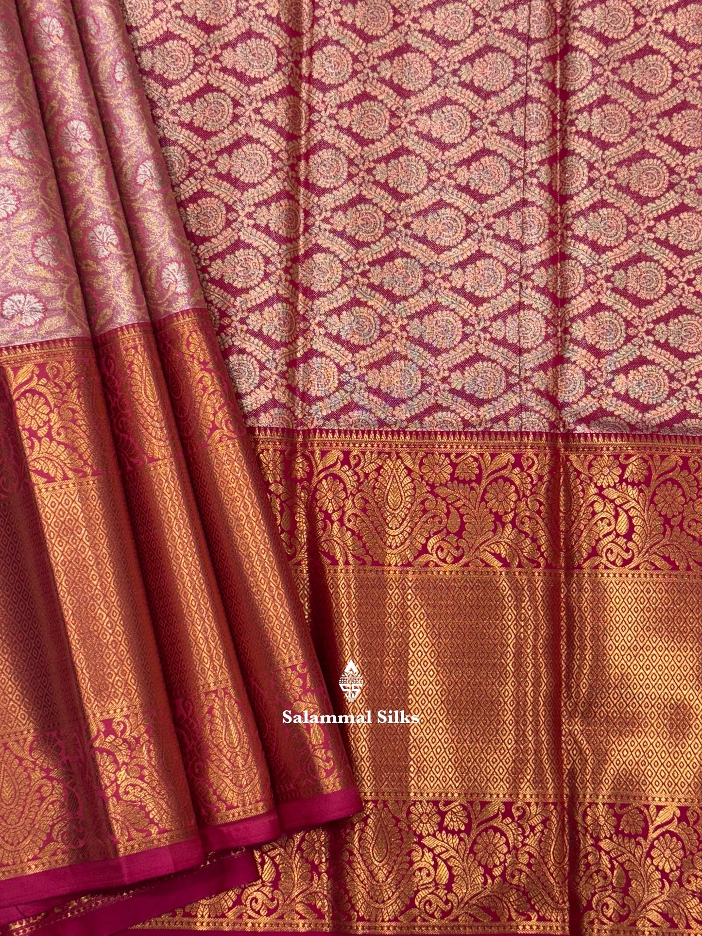 Light Green Tissue Beautiful Semi  Silk Saree With Blouse