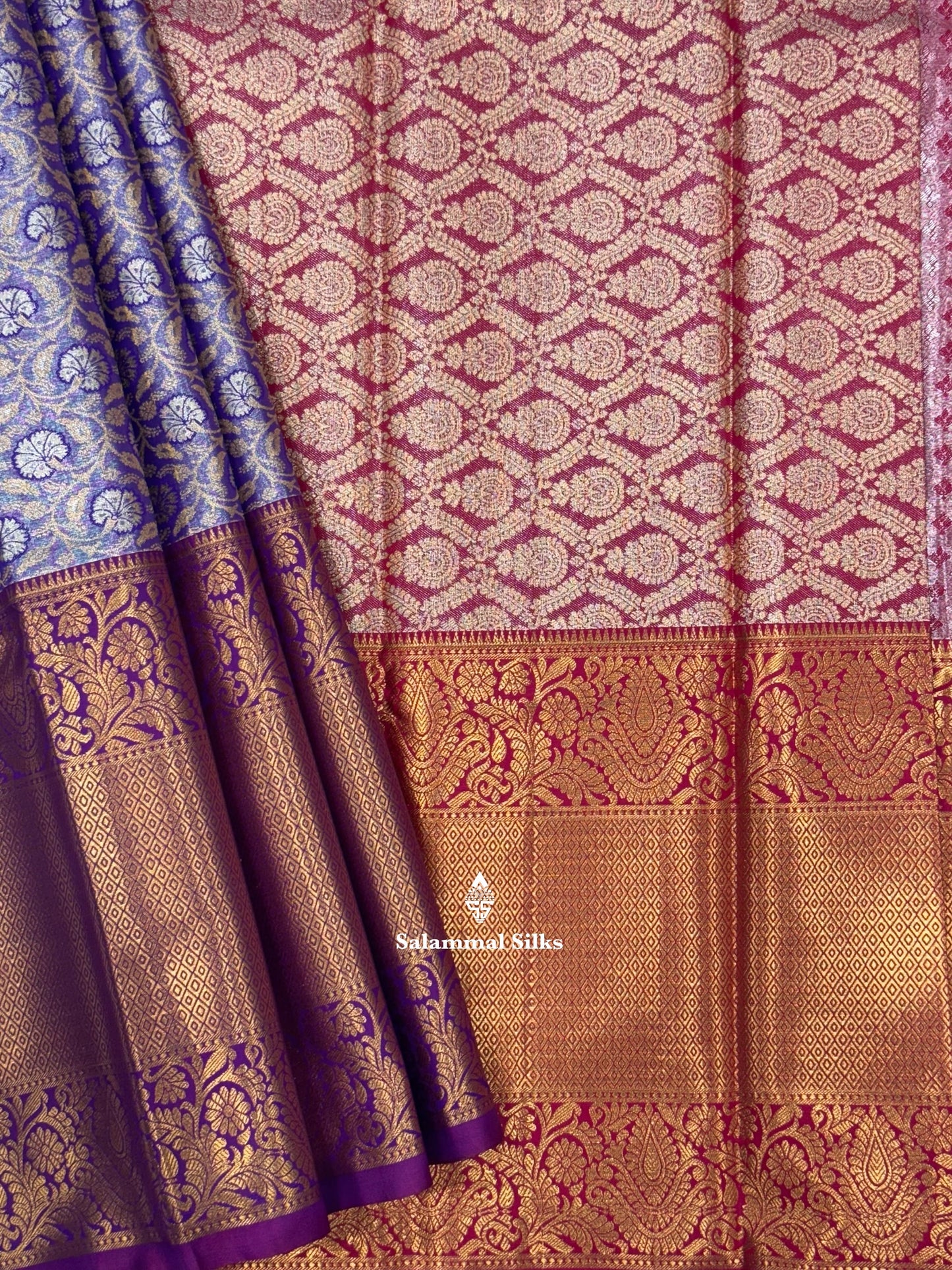 Light Green Tissue Beautiful Semi  Silk Saree With Blouse