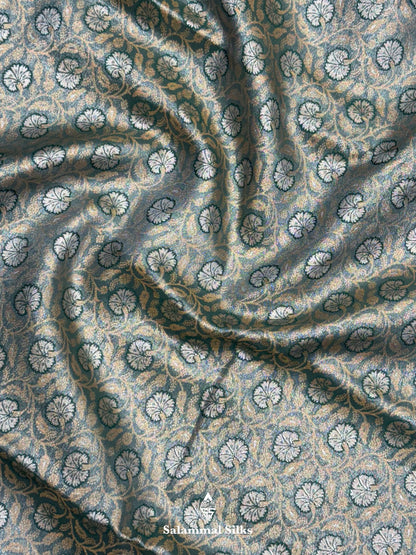 Light Green Tissue Beautiful Semi  Silk Saree With Blouse