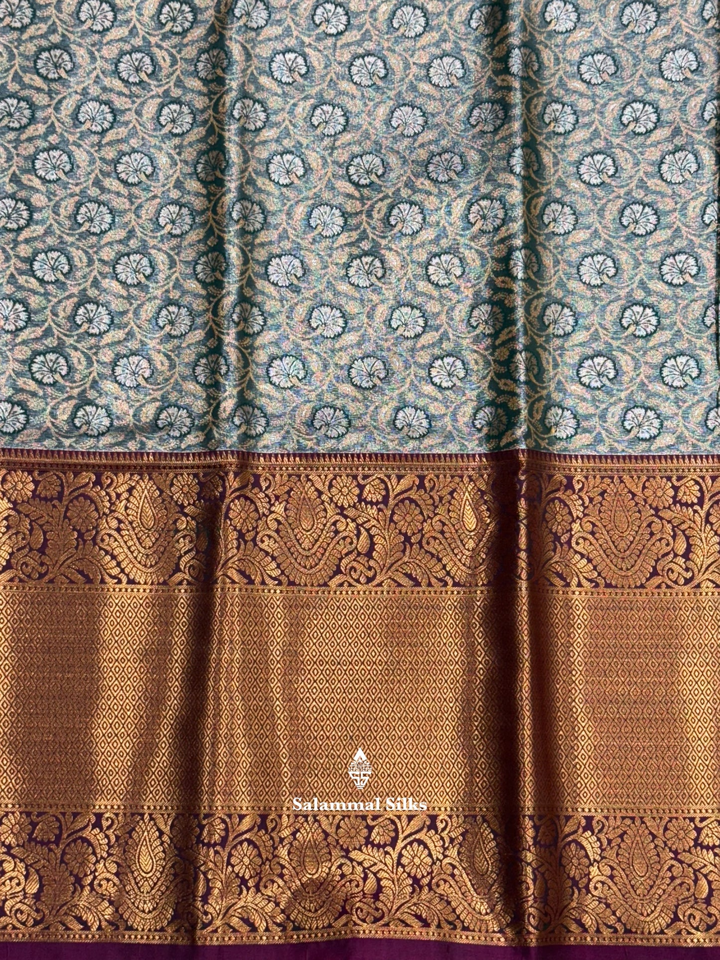 Light Green Tissue Beautiful Semi  Silk Saree With Blouse