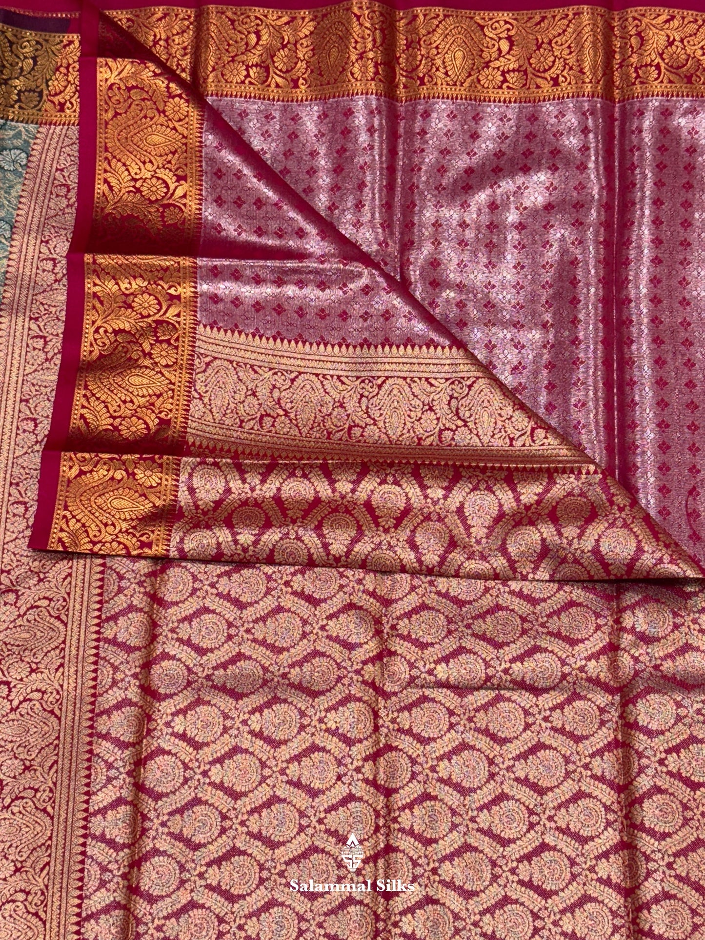 Light Green Tissue Beautiful Semi  Silk Saree With Blouse