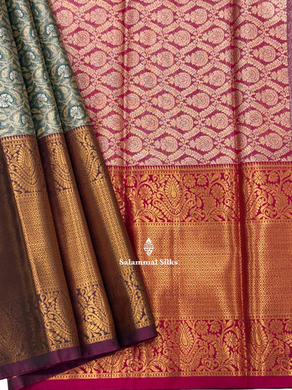 Light Green Tissue Beautiful Semi  Silk Saree With Blouse