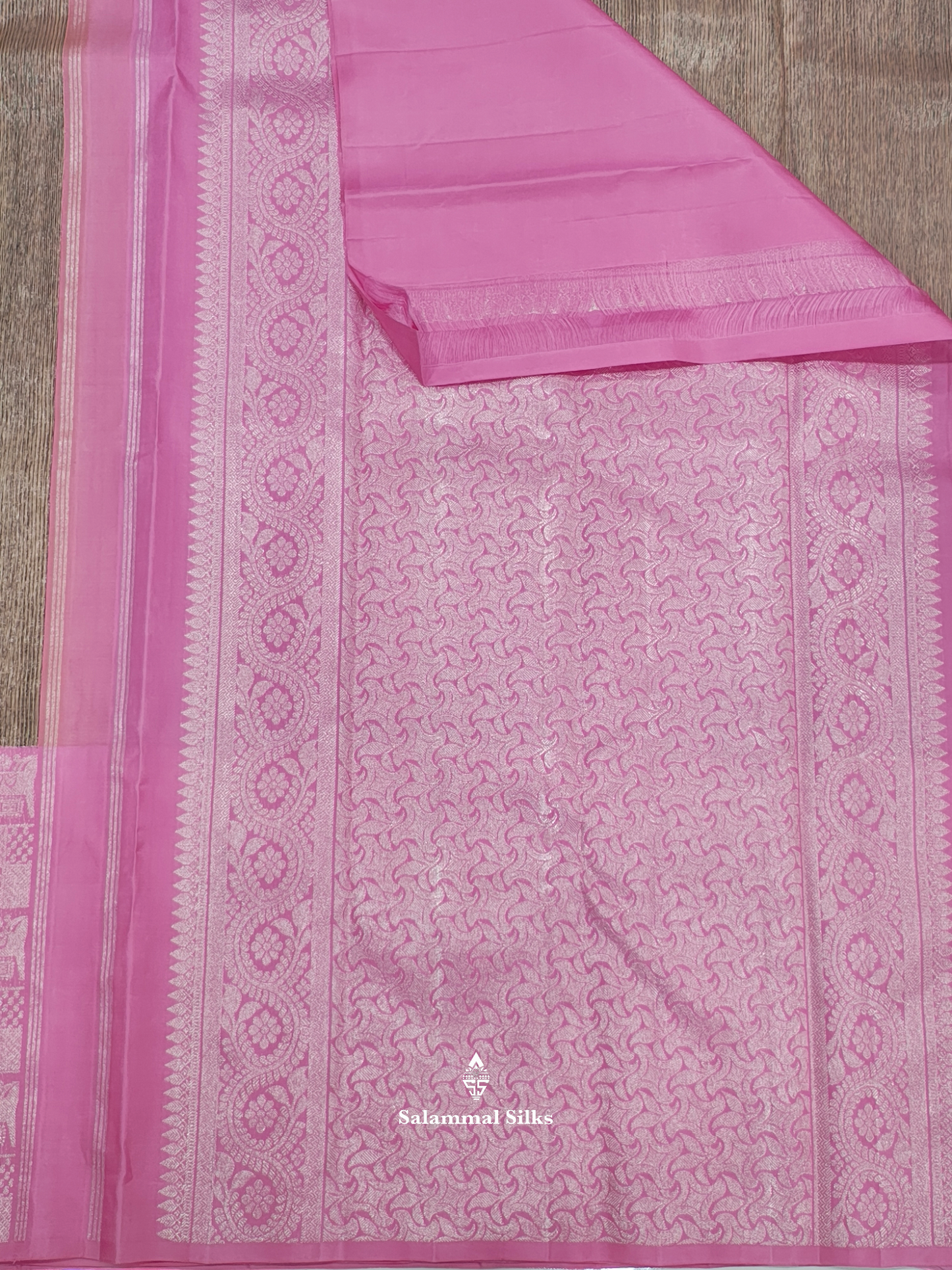 Kanjivaram Korvai Peach Brown Pure Silk Saree With One Side Baby Pink Border
