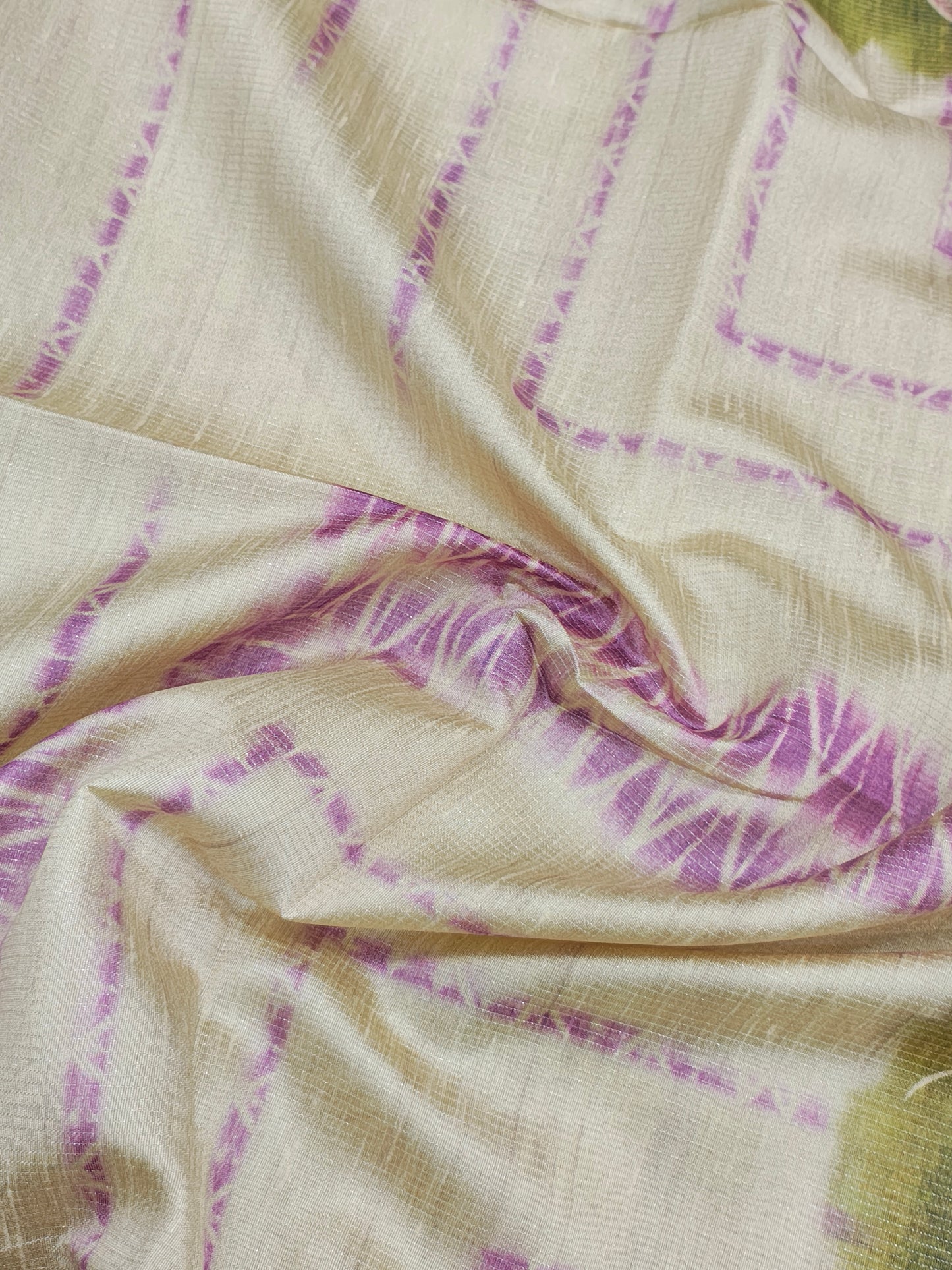 Cream With Olive Green Beautiful Kalamkari Fancy Saree With Blouse