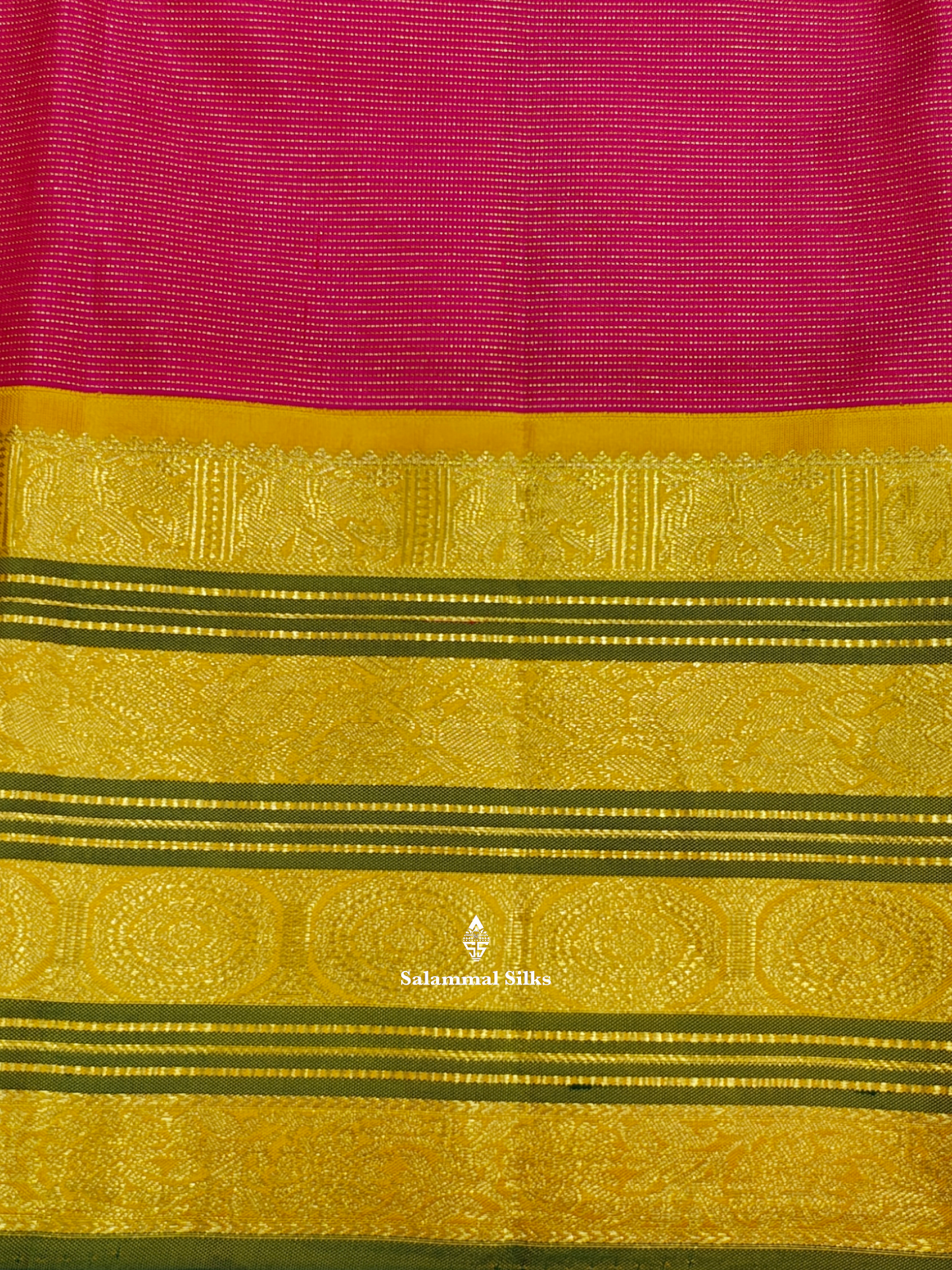 Kanjivaram Reddish Pink Traditional Pure Silk Saree With Mango Yellow Border