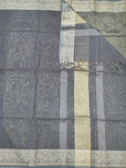Blue Sade Vairaoosi Beautiful Linen Fancy Saree With Blouse
