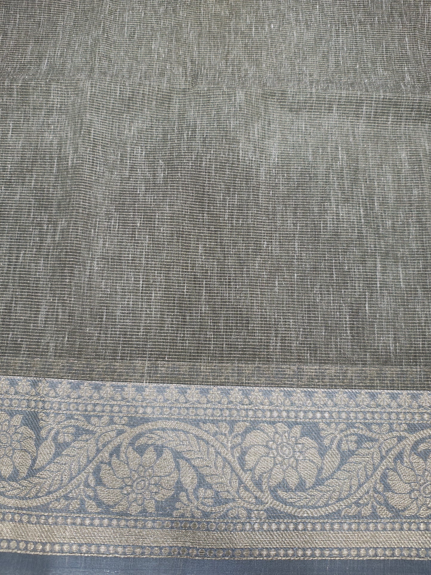 Beige Green Vairaoosi Beautiful Linen Fancy Saree With Blouse