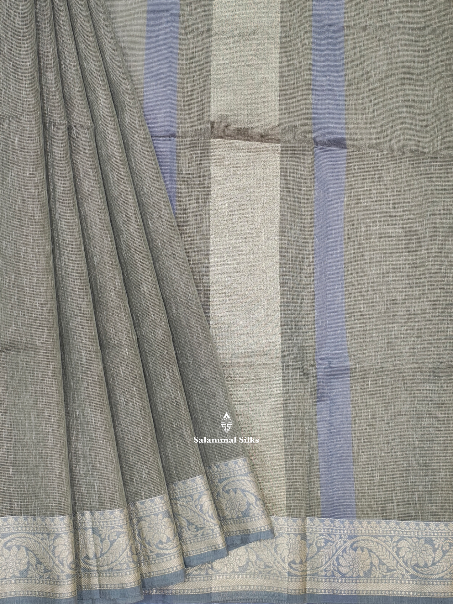 Beige Green Vairaoosi Beautiful Linen Fancy Saree With Blouse