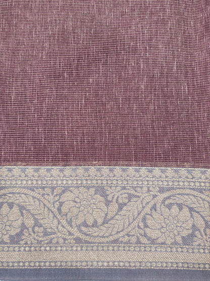 Light Brown Vairaoosi Beautiful Linen Fancy Saree With Blouse