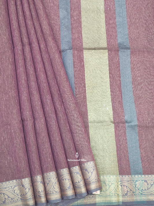 Light Brown Vairaoosi Beautiful Linen Fancy Saree With Blouse