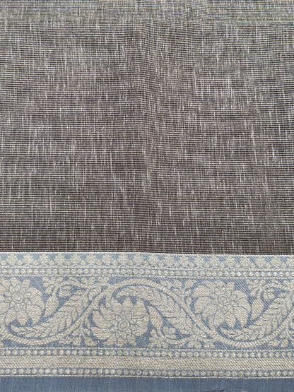 Grey Vairaoosi Beautiful Linen Fancy Saree With Blouse