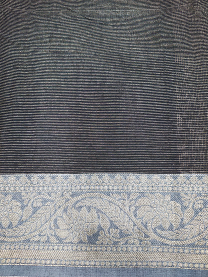 Black Vairaoosi Beautiful Linen Fancy Saree With Blouse