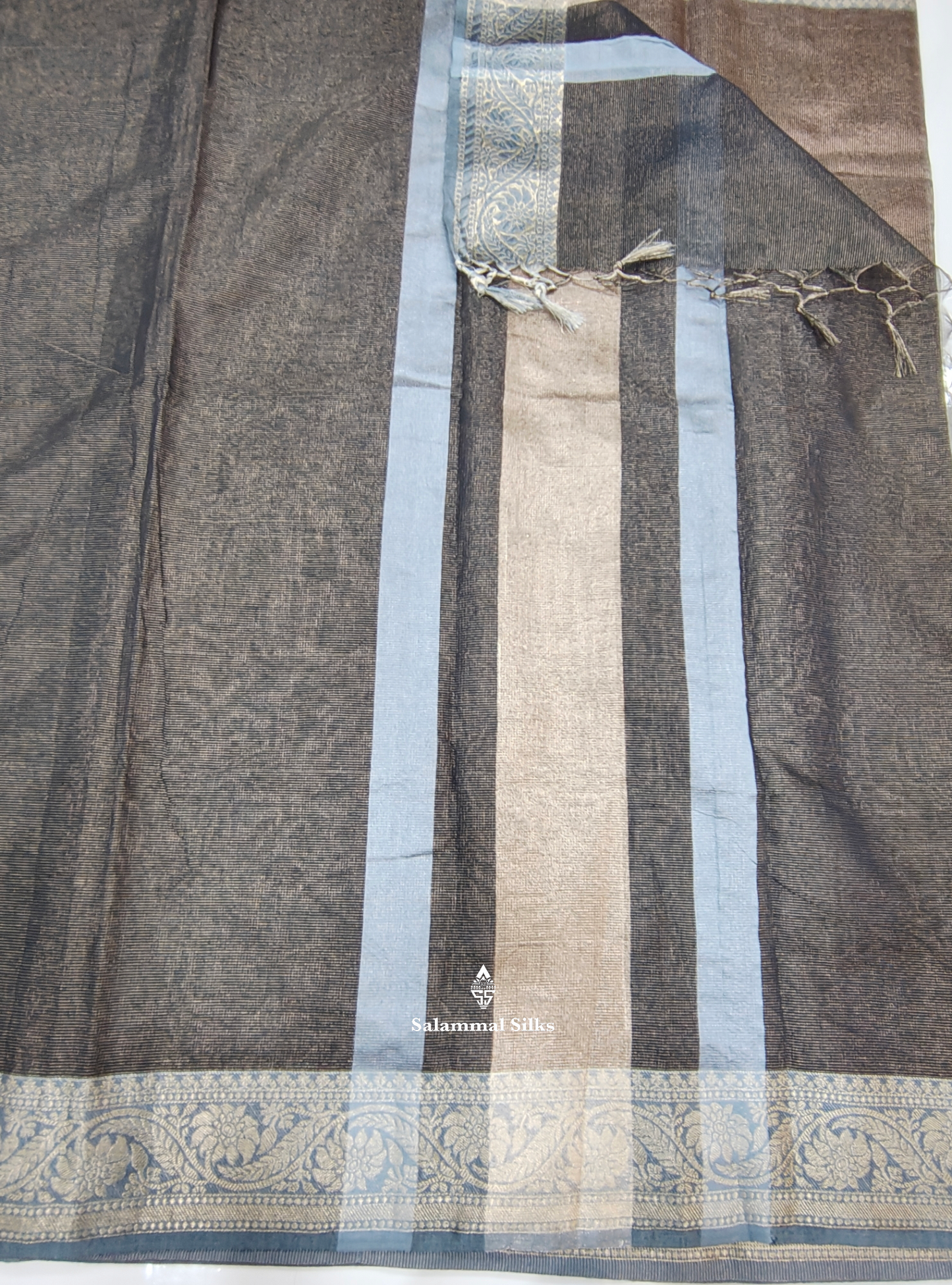 Black Vairaoosi Beautiful Linen Fancy Saree With Blouse