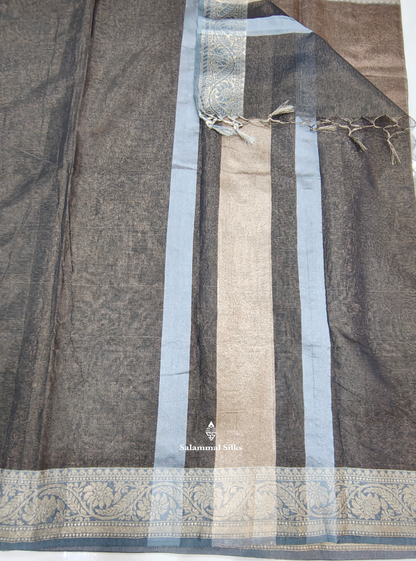 Black Vairaoosi Beautiful Linen Fancy Saree With Blouse