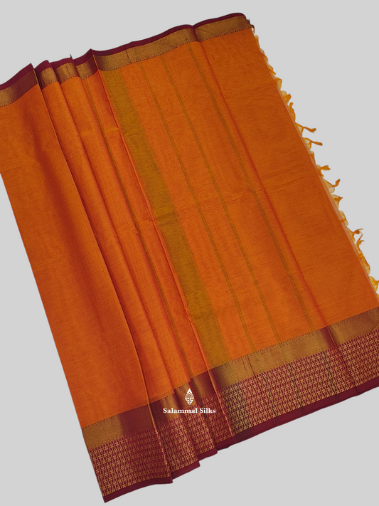 Mustard Yellow Beautiful Pure Cotton With Pink Border