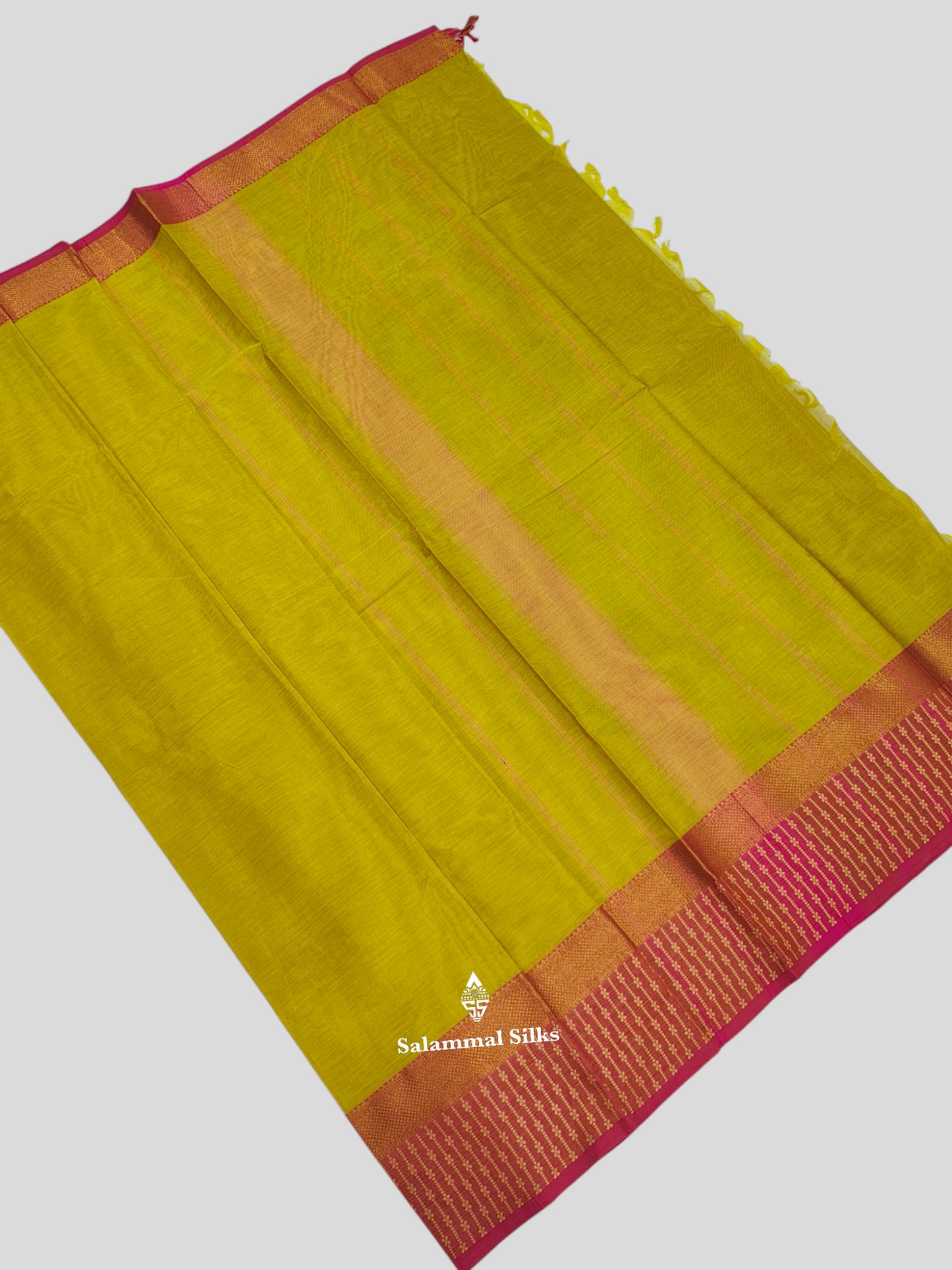 Mustard Yellow Beautiful Pure Cotton With Pink Border