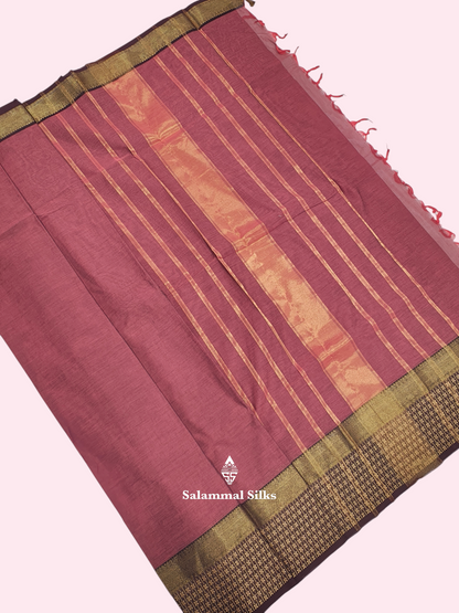 Mustard Yellow Beautiful Pure Cotton With Pink Border