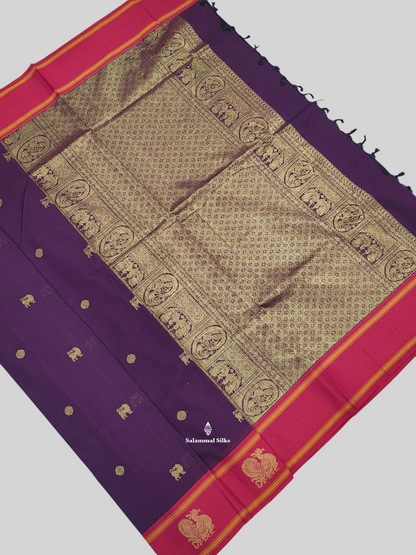 Parrot Green Beautiful Pure Cotton With Magenta Rose Border