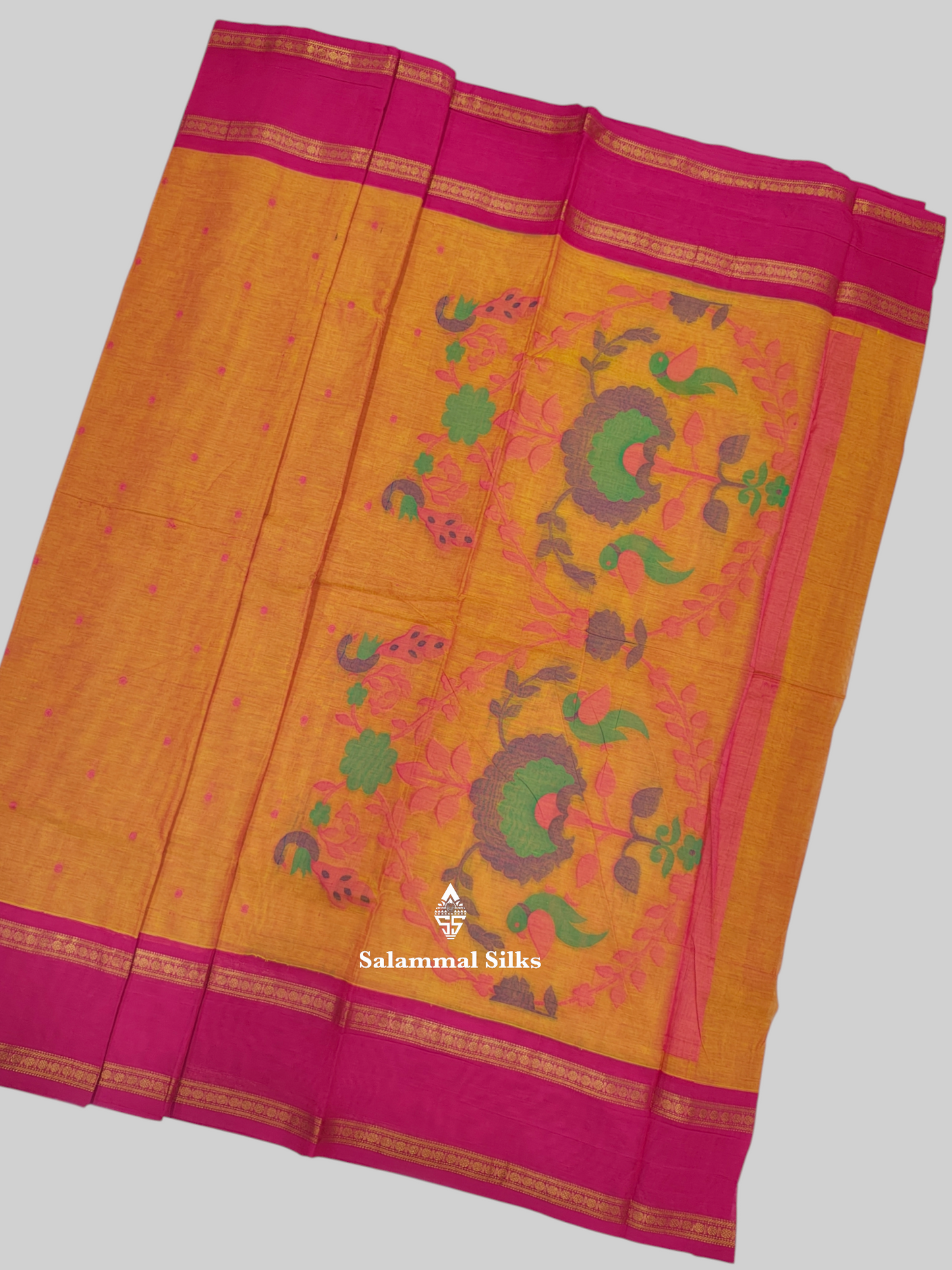 Lemon Yellow Beautiful Pure Cotton With Light Maroon Border