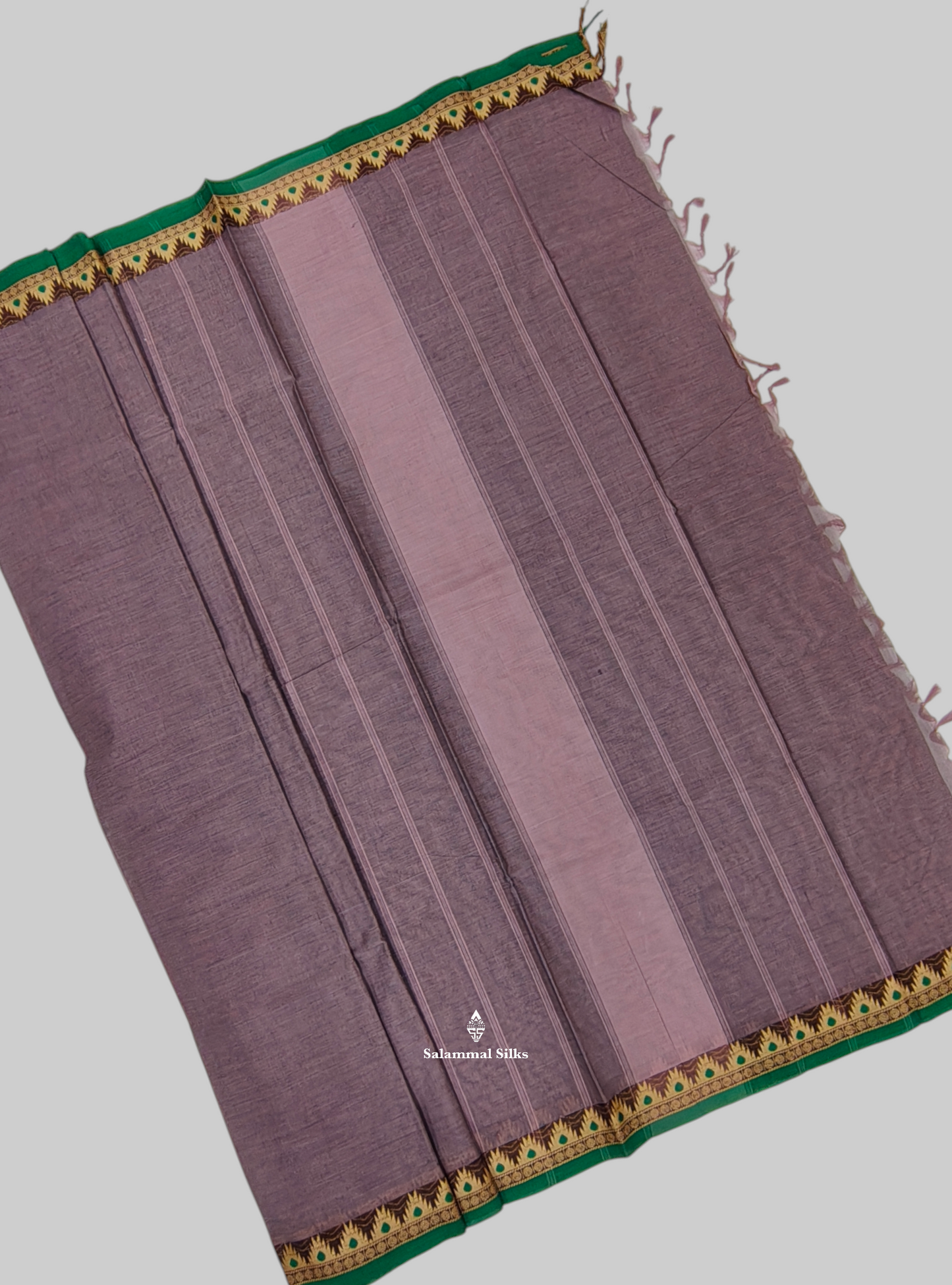 Violet Beautiful Pure Cotton With Tread Work Temple Border