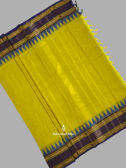 Ash Traditional Temple Border Pure Cotton With Blouse