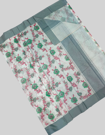 Sandal Beautiful Fancy Saree With Plain Grey Border
