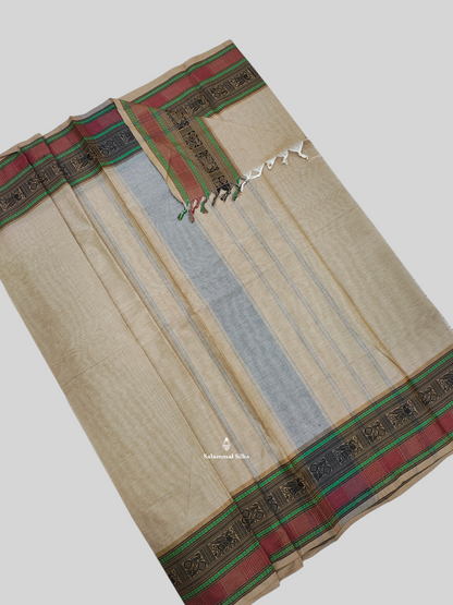 Grey Beautiful Plain Pure Cotton With Thraed Work Border